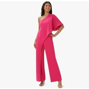 Adrianna Papell One Shoulder Navy Blue Pantsuit